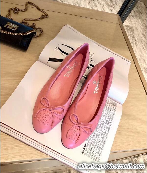 Reasonable Price Chanel Lambskin Classic Bow Ballerinas Flats G31502 Quilting Dark Pink