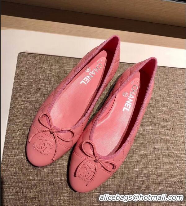 Reasonable Price Chanel Lambskin Classic Bow Ballerinas Flats G31502 Quilting Dark Pink