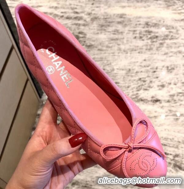 Reasonable Price Chanel Lambskin Classic Bow Ballerinas Flats G31502 Quilting Dark Pink