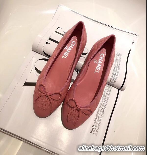 Reasonable Price Chanel Lambskin Classic Bow Ballerinas Flats G31502 Quilting Dark Pink