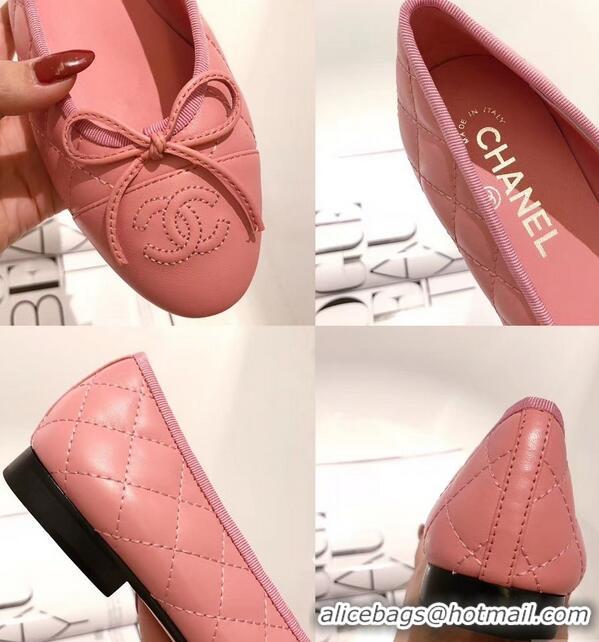 Reasonable Price Chanel Lambskin Classic Bow Ballerinas Flats G31502 Quilting Dark Pink