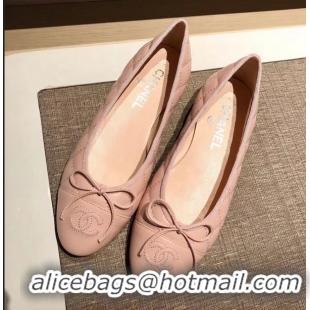 Best Price Chanel Lambskin Classic Bow Ballerinas Flats G31502 Quilting Nude