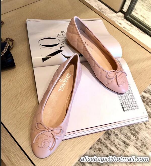 Best Price Chanel Lambskin Classic Bow Ballerinas Flats G31502 Quilting Nude