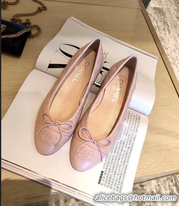 Best Price Chanel Lambskin Classic Bow Ballerinas Flats G31502 Quilting Nude