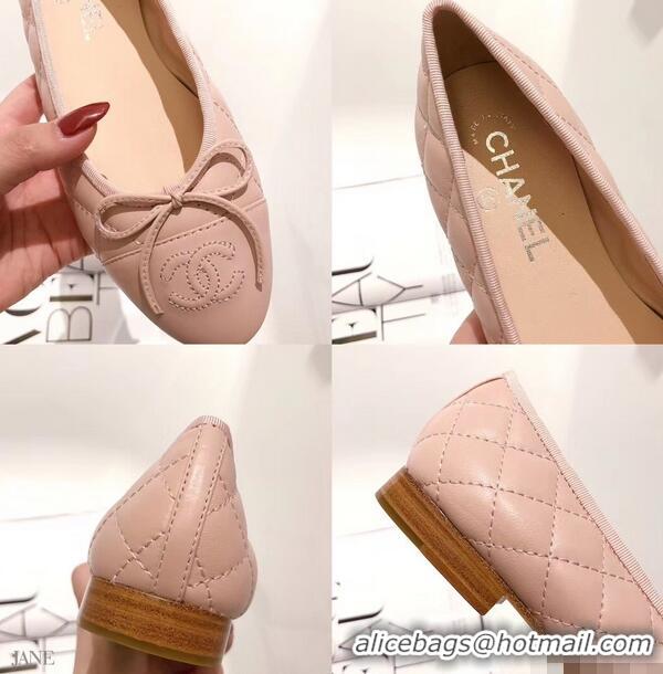 Best Price Chanel Lambskin Classic Bow Ballerinas Flats G31502 Quilting Nude