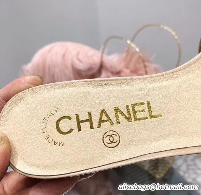 Cheapest Chanel Pearls Mules Slipper Sandals G31306 Apricot 2019