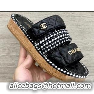 Low Cost Chanel Cord Mules Slipper Sandals G34603 Black 2019