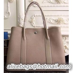 Buy Classic Hermes Garden Party 36cm 30cm Tote Bag Original Leather A129L Light Grey