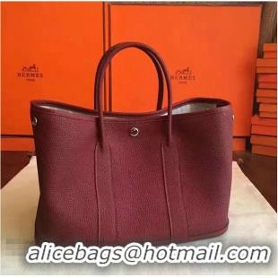 Popular Hermes Garden Party 36cm 30cm Tote Bag Original Leather A129L Burgundy