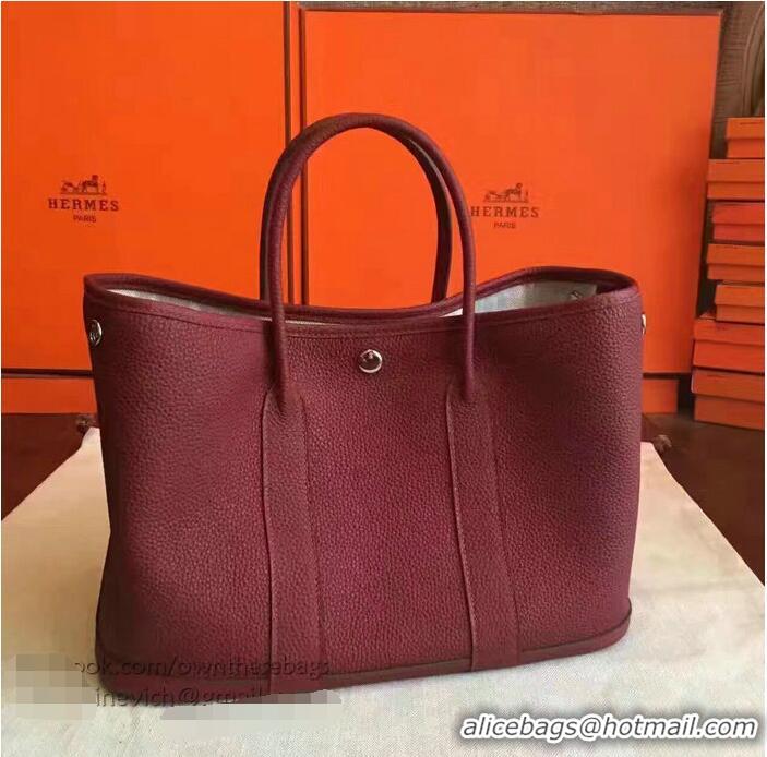 Popular Hermes Garden Party 36cm 30cm Tote Bag Original Leather A129L Burgundy