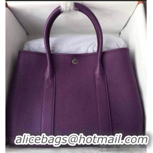 New Style Hermes Leather Garden Party Medium Bag H74001 Purple