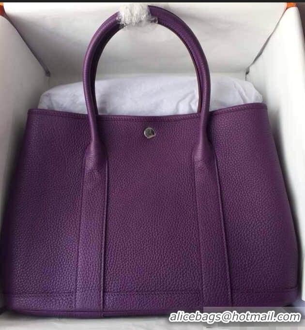 New Style Hermes Leather Garden Party Medium Bag H74001 Purple