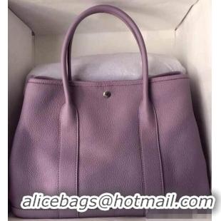 Shop Hermes Leather Garden Party Medium Bag H74001 Lavender