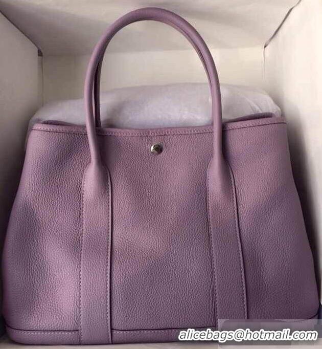 Shop Hermes Leather Garden Party Medium Bag H74001 Lavender