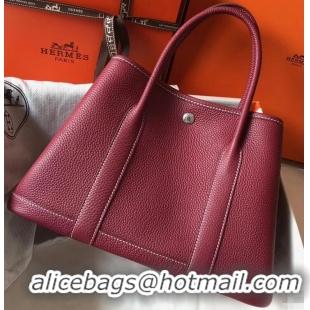 Pretty Style Hermes Calfskin Garden Party 30/36 Bag H12601 Burgundy