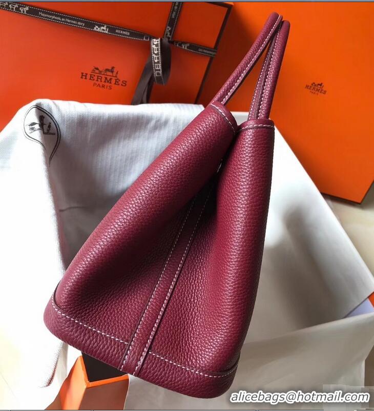 Pretty Style Hermes Calfskin Garden Party 30/36 Bag H12601 Burgundy