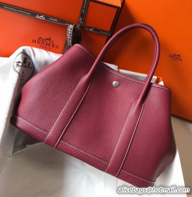 Pretty Style Hermes Calfskin Garden Party 30/36 Bag H12601 Burgundy