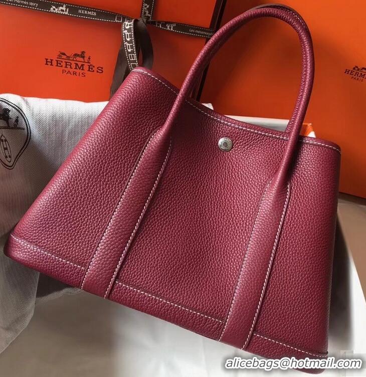 Pretty Style Hermes Calfskin Garden Party 30/36 Bag H12601 Burgundy