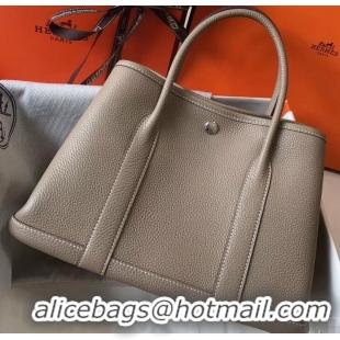 Buy Grade Hermes Calfskin Garden Party 30/36 Bag H12601 Light Gray