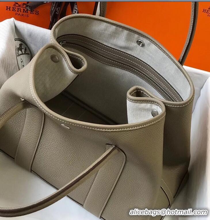 Buy Grade Hermes Calfskin Garden Party 30/36 Bag H12601 Light Gray