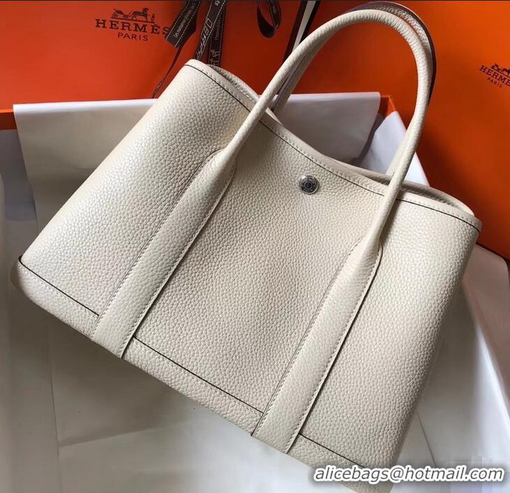 Luxury Discount Hermes Calfskin Garden Party 30/36 Bag H12601 Pearl Gray