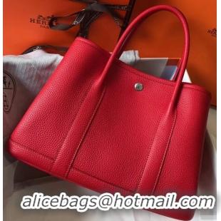 Well Crafted Hermes Calfskin Garden Party 30/36 Bag H12601 Red