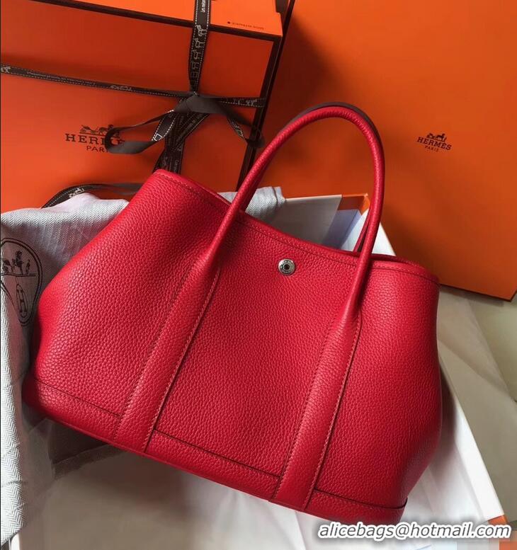 Well Crafted Hermes Calfskin Garden Party 30/36 Bag H12601 Red