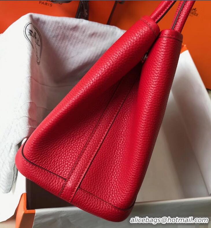 Well Crafted Hermes Calfskin Garden Party 30/36 Bag H12601 Red