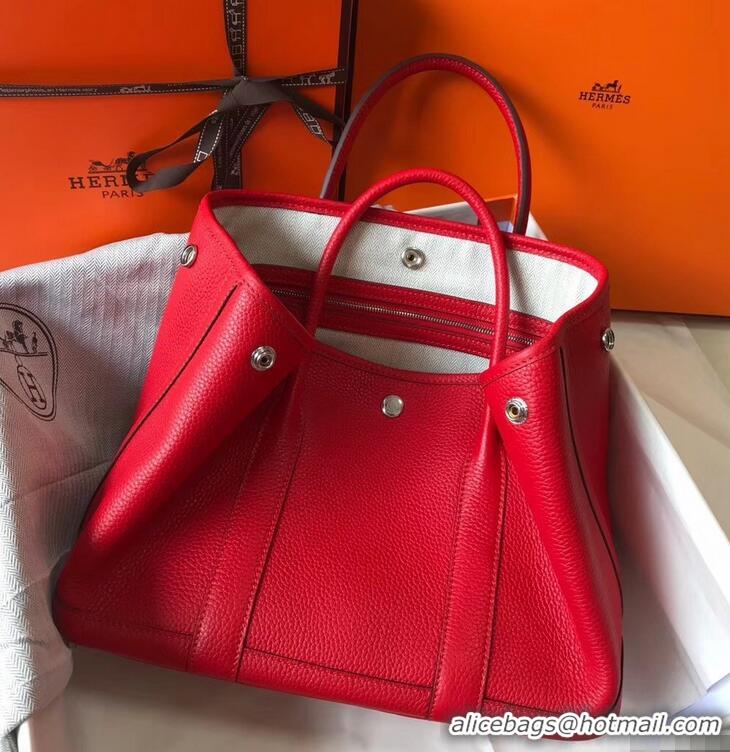 Well Crafted Hermes Calfskin Garden Party 30/36 Bag H12601 Red