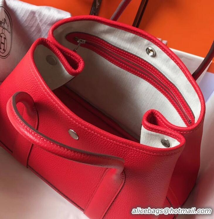 Well Crafted Hermes Calfskin Garden Party 30/36 Bag H12601 Red