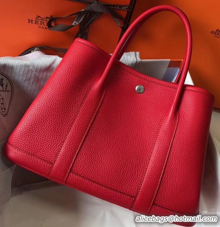 Well Crafted Hermes Calfskin Garden Party 30/36 Bag H12601 Red