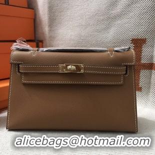 Top Grade Hermes MINI Kelly 22cm Tote Bag Calf Leather K012 Wheat