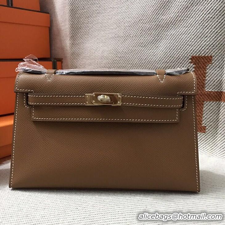 Top Grade Hermes MINI Kelly 22cm Tote Bag Calf Leather K012 Wheat