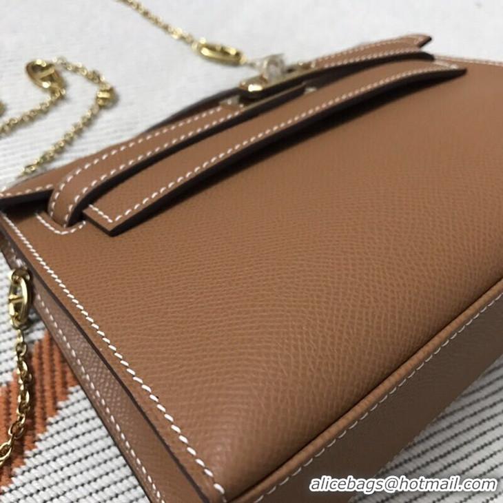 Top Grade Hermes MINI Kelly 22cm Tote Bag Calf Leather K012 Wheat