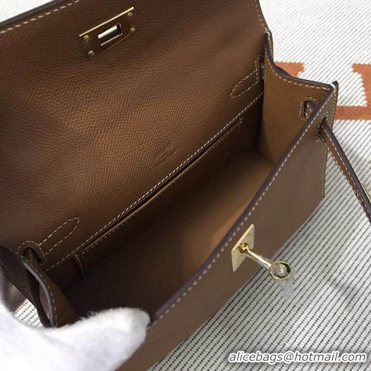 Top Grade Hermes MINI Kelly 22cm Tote Bag Calf Leather K012 Wheat