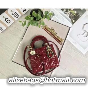 High Quality Dior Lady Bag Mini Bag Original Patent leather D4558 Red Gold