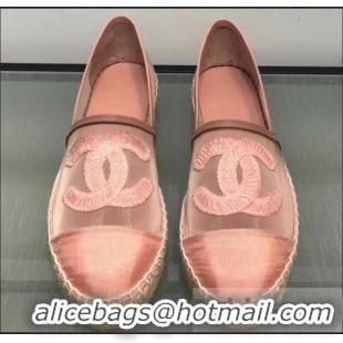 Classic Specials Chanel CC Logo Mesh and Grosgrain Espadrilles G34651 Pink 2019