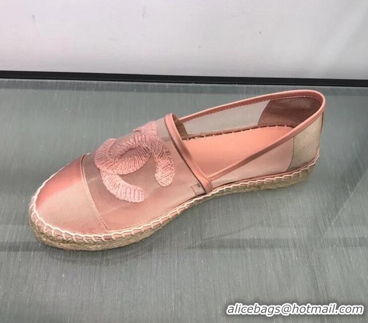 Classic Specials Chanel CC Logo Mesh and Grosgrain Espadrilles G34651 Pink 2019