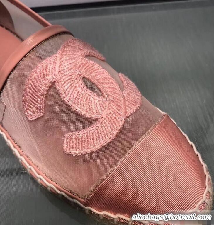 Classic Specials Chanel CC Logo Mesh and Grosgrain Espadrilles G34651 Pink 2019