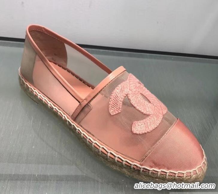 Classic Specials Chanel CC Logo Mesh and Grosgrain Espadrilles G34651 Pink 2019