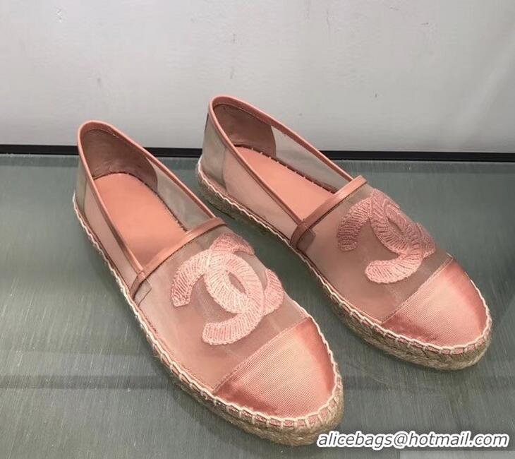 Classic Specials Chanel CC Logo Mesh and Grosgrain Espadrilles G34651 Pink 2019