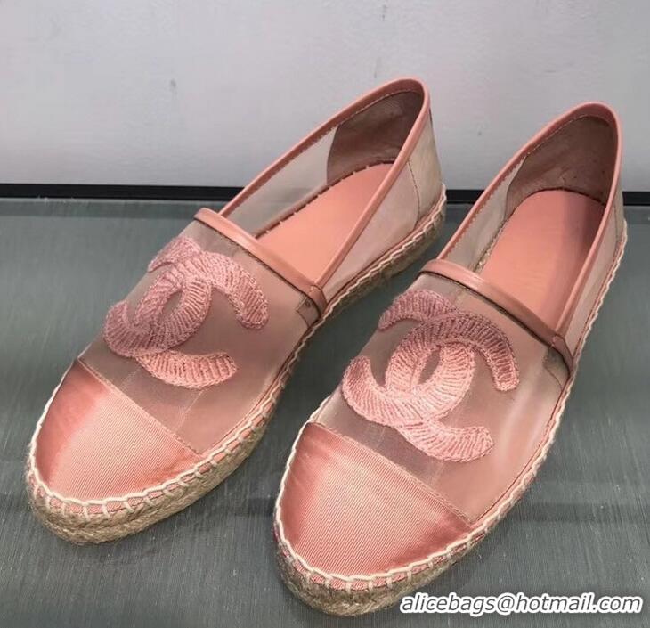 Classic Specials Chanel CC Logo Mesh and Grosgrain Espadrilles G34651 Pink 2019