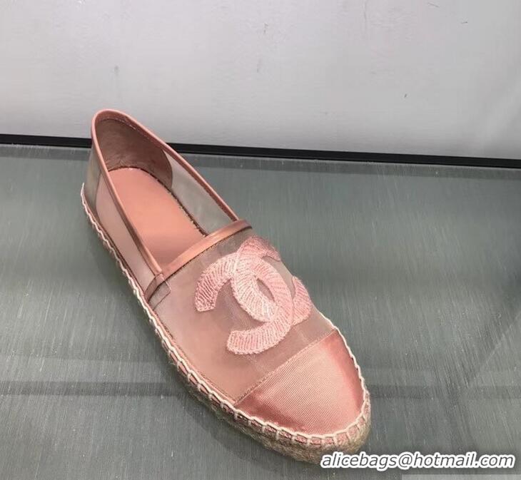 Classic Specials Chanel CC Logo Mesh and Grosgrain Espadrilles G34651 Pink 2019