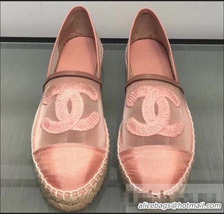 Classic Specials Chanel CC Logo Mesh and Grosgrain Espadrilles G34651 Pink 2019