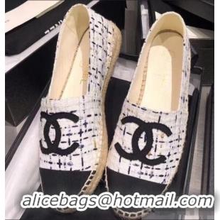 Best Price Chanel CC Logo Tweed Fabric Espadrilles G31507 Gray 2019