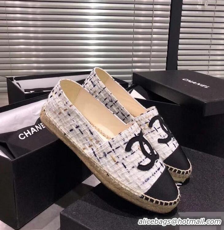 Best Price Chanel CC Logo Tweed Fabric Espadrilles G31507 Gray 2019