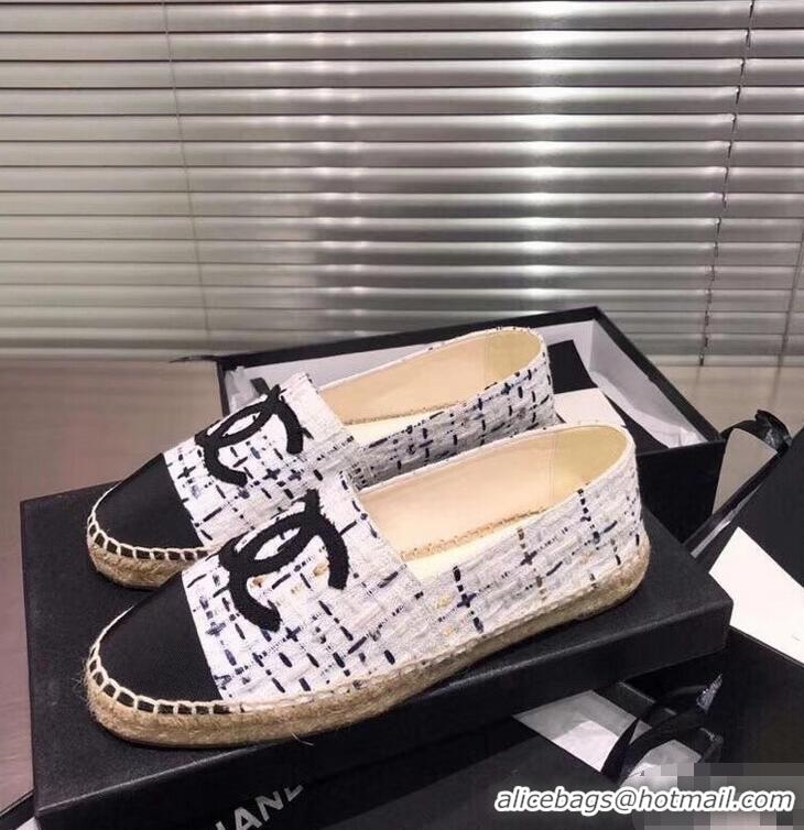 Best Price Chanel CC Logo Tweed Fabric Espadrilles G31507 Gray 2019