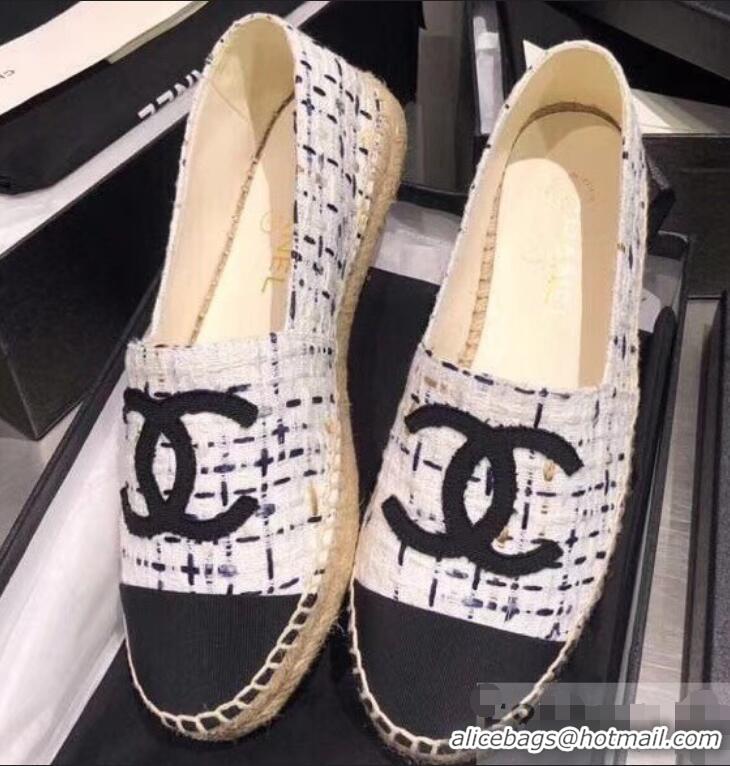 Best Price Chanel CC Logo Tweed Fabric Espadrilles G31507 Gray 2019