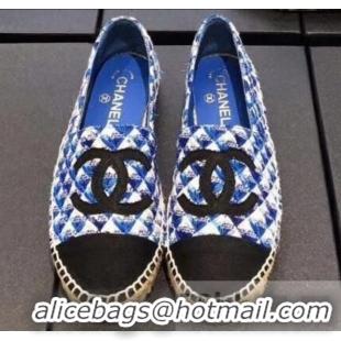 Good Quality Chanel CC Logo Tweed Fabric Espadrilles G31507 Blue 2019