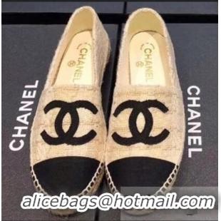 Grade Quality Chanel CC Logo Tweed Fabric Espadrilles G31507 Beige 2019